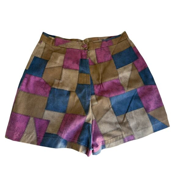 Unbranded Pants - Vintage 70s Patchwork  High Waist Shorts Size 11 Boho Festival Style